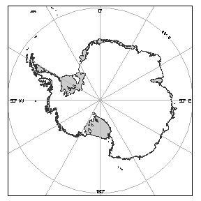 An azimuthal equidistant projection of Antarctica (© Australian Antarctic Division)