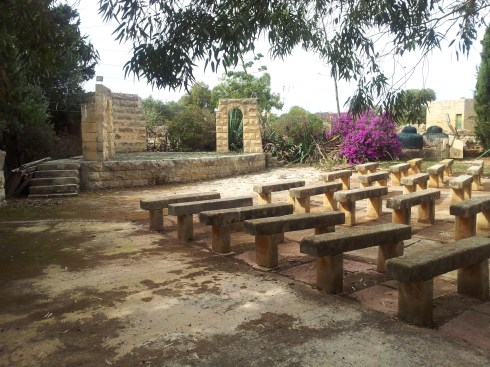One of two abandoned outdoor theatres at the Laboratorju tal-Paċi, Ħal Far, Malta.