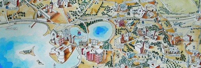 Detail from Terra tarantina, a map by visual artist Francesco Frascella (Carosino / Rome)